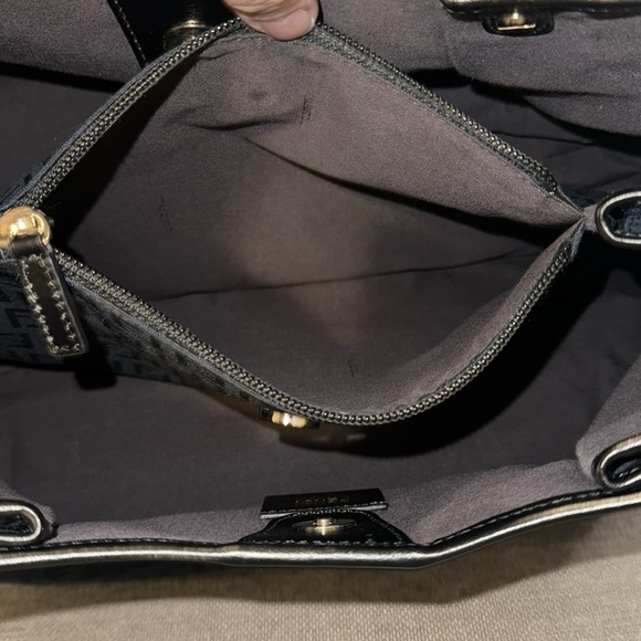 FENDI ZUCCHINO  Black Canvas Shoulder Bag with a Charm - Picture 12 of 13